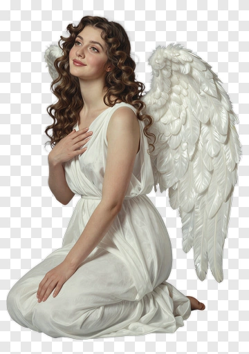 Angel With White Wings In A Graceful Pose PNG