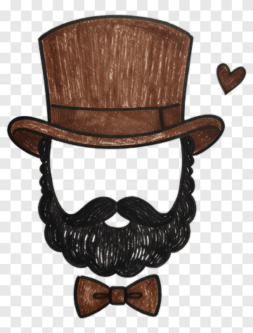Bearded Man With Top Hat And Bow Tie PNG