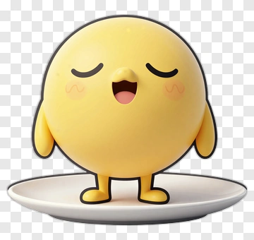 Happy Cartoon Character Standing On A Plate PNG