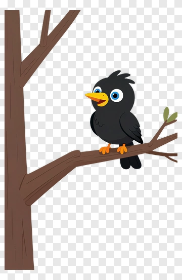 Cartoon Bird Sitting On A Tree Branch PNG