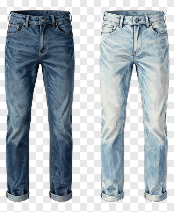 Denim Jeans In Dark And Light Wash PNG