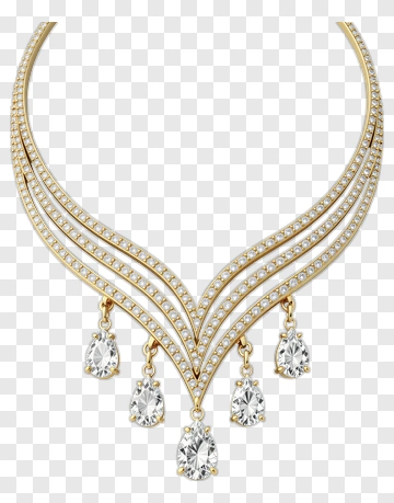 Elegant Gold Necklace With Crystal Pendants PNG
