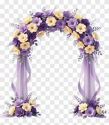 Floral Arch With Purple And Yellow Flowers PNG