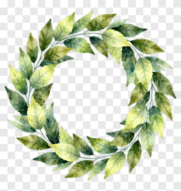 Watercolor Leaf Wreath PNG