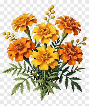 Colorful Marigold Flower Bouquet PNG