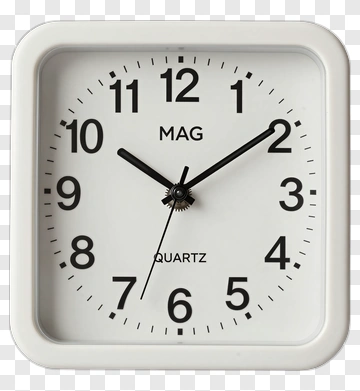 Square Wall Clock With Black Numbers PNG