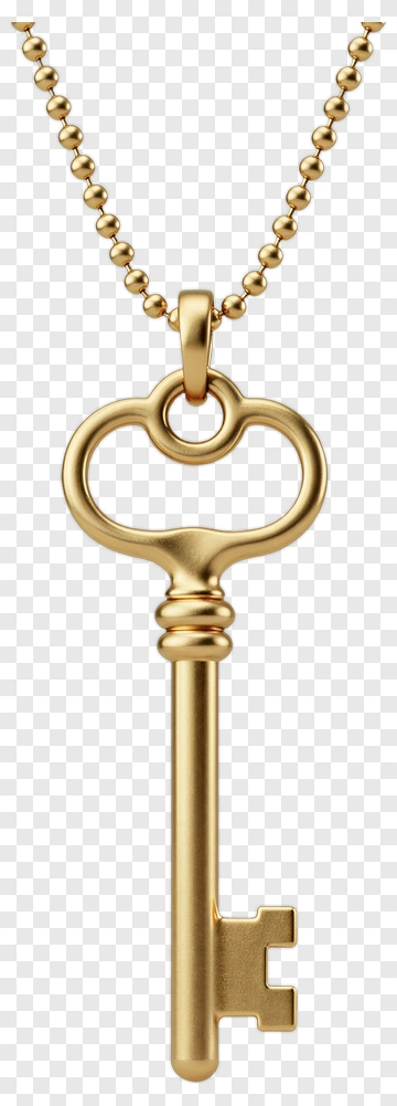 Gold Key Pendant On A Chain PNG