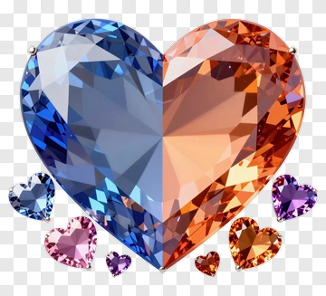 Colorful Heart-Shaped Gemstones PNG