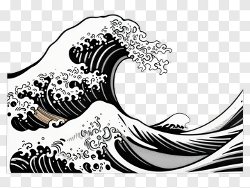 Stylized Ocean Waves PNG