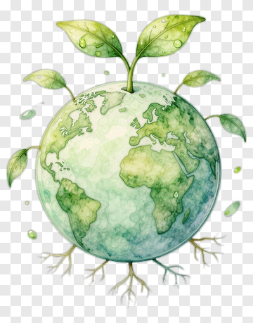 Eco-Friendly Earth With Sprouting Plants PNG