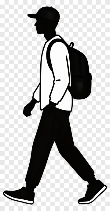 Silhouette Of A Person Walking With A Backpack PNG