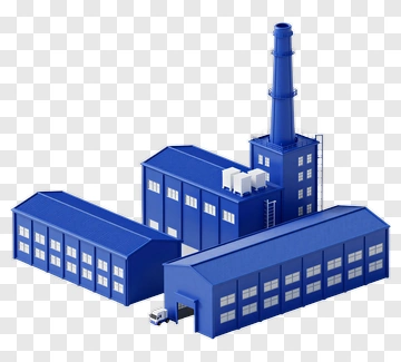 Industrial Blue Factory Building PNG