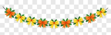 Colorful Garland With Bows PNG