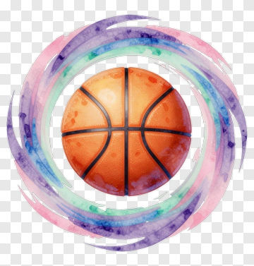 Basketball With Colorful Swirl Background PNG
