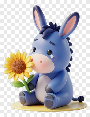 Cartoon Donkey Holding A Sunflower PNG