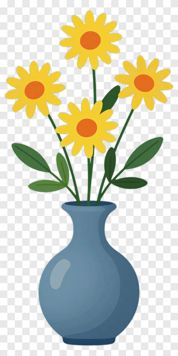 Flower Bouquet In A Blue Vase PNG