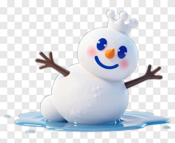 Cartoon Snowman In A Melting Pool PNG