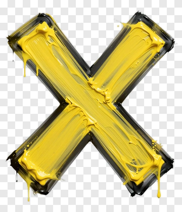 Yellow Paint Dripping From Black X Shape PNG