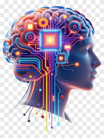 3D Human Head With Circuit Board Design PNG