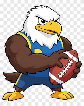 Cartoon Eagle Holding A Football PNG