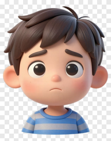 Cartoon Boy With A Sad Expression PNG