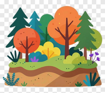 Colorful Forest Landscape PNG