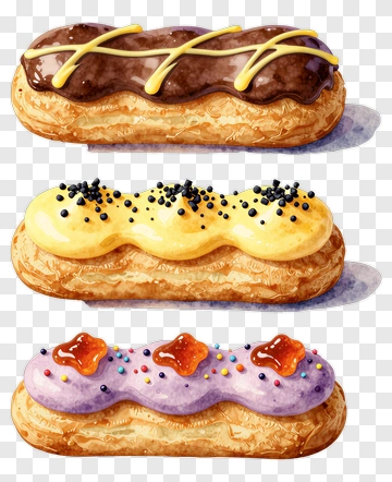 Colorful Eclairs With Various Toppings PNG
