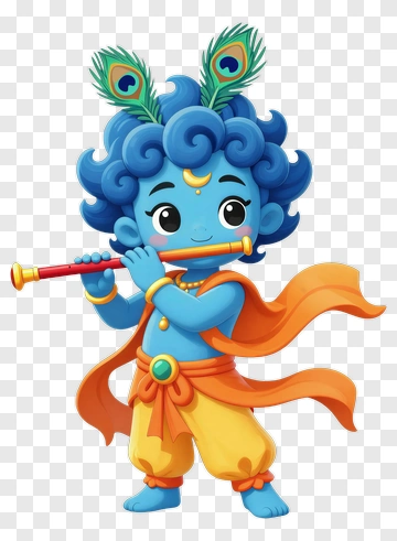 Cartoon Krishna Playing Flute PNG