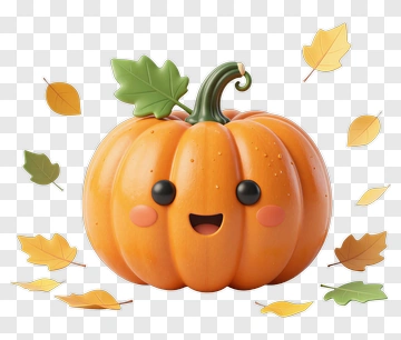 Cartoon Pumpkin With Happy Face PNG