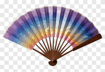 Colorful Folding Fan With Galaxy Design PNG