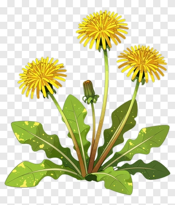 Colorful Dandelion Flower Cluster PNG