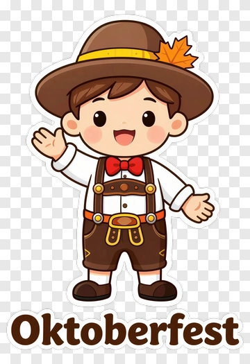 Cartoon Boy In Oktoberfest Outfit PNG