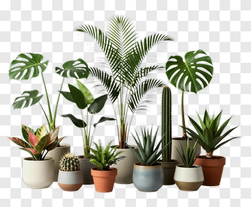 Collection Of Indoor Plants In Pots PNG