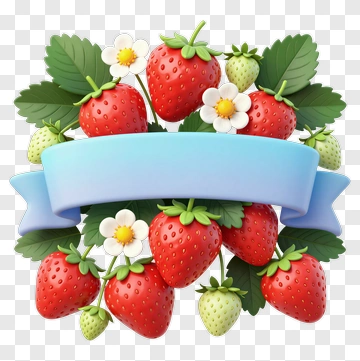 Colorful Strawberry Arrangement With Banner PNG