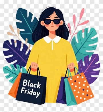 Woman Holding Shopping Bags For Black Friday PNG
