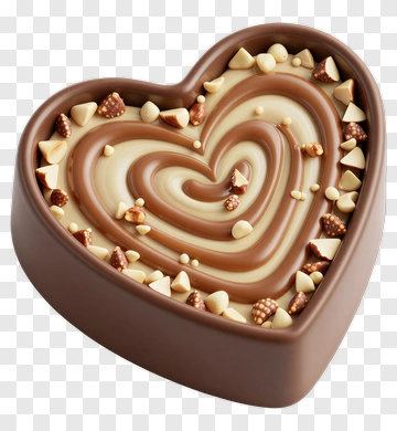 Heart-Shaped Chocolate Dessert With Nuts PNG