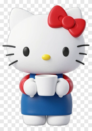 Hello Kitty Holding A Cup PNG