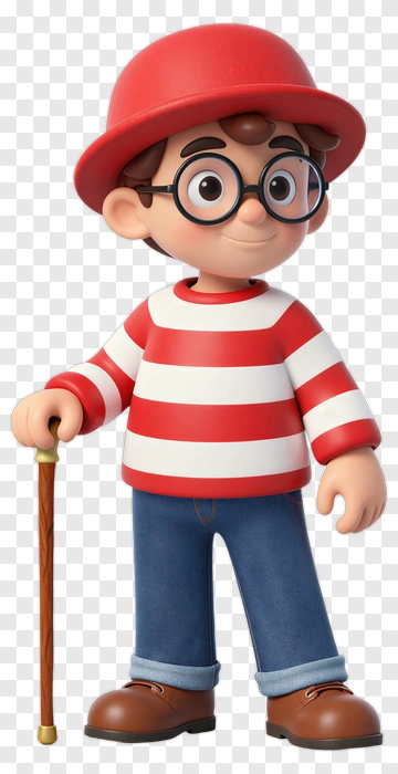 Cartoon Character In Red And White Stripes PNG