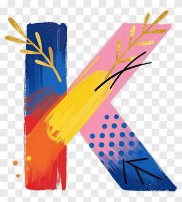 Colorful Letter K With Artistic Brush Strokes PNG
