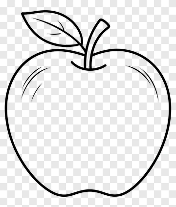 Outlined Apple With Leaf PNG
