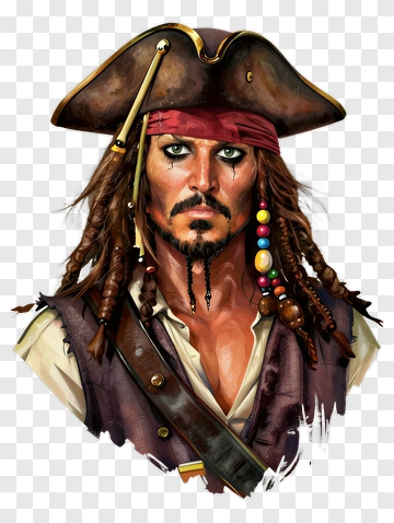 Pirate Character With A Hat And Beaded Hair PNG