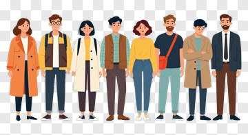 Diverse Group Of Young Adults Standing Together PNG