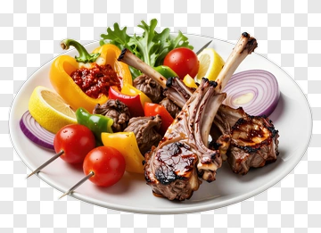 Grilled Lamb Chops With Vegetables PNG