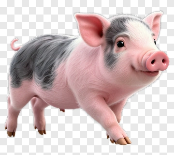 Cute Pig With Pink And Gray Fur PNG