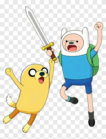 Cartoon Characters Finn And Jake Celebrating Adventure PNG