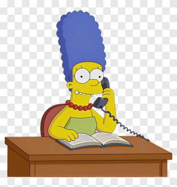 Cartoon Woman Using A Telephone While Reading A Book PNG