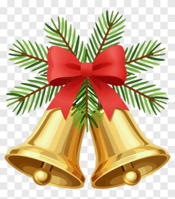 Christmas Bells With Pine And Ribbon PNG