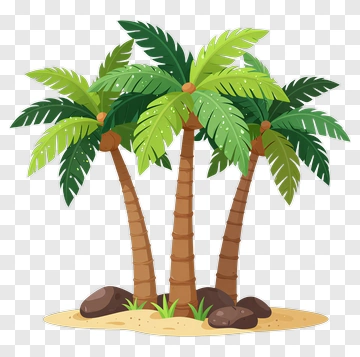 Colorful Palm Trees On Sandy Ground PNG