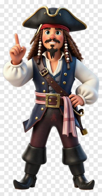 Cartoon Pirate Character Pointing PNG
