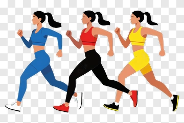 Women Running In Different Outfits PNG
